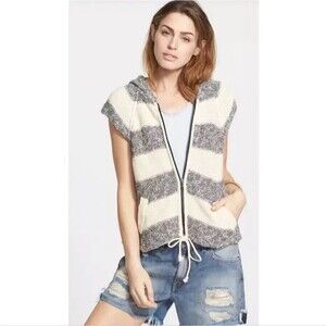 Free People Regatta Hoodie Sweater in Black Combo Size S
